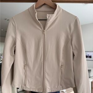 AERIE Women's Athletic Zip Up Cream Jacket
